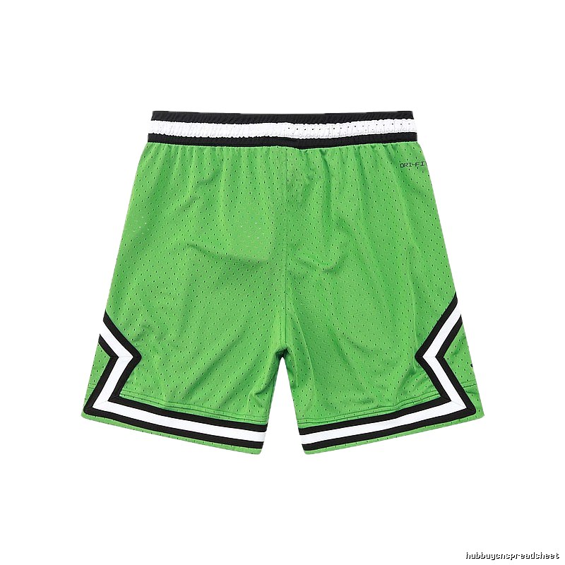 AJ basketball-style green shorts