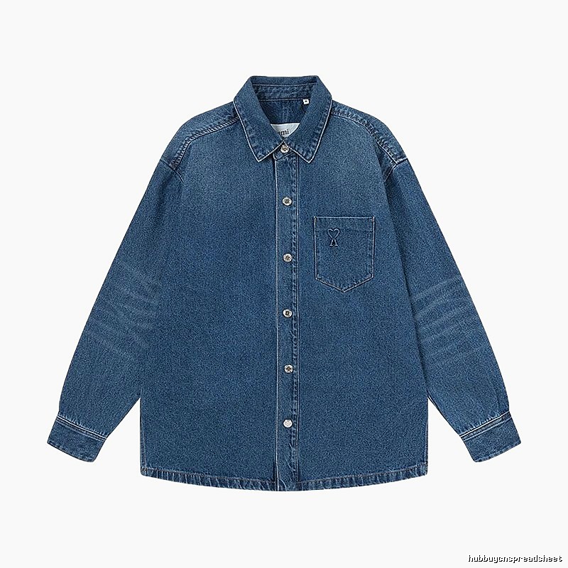 AMI Denim Style Dark Blue Shirt