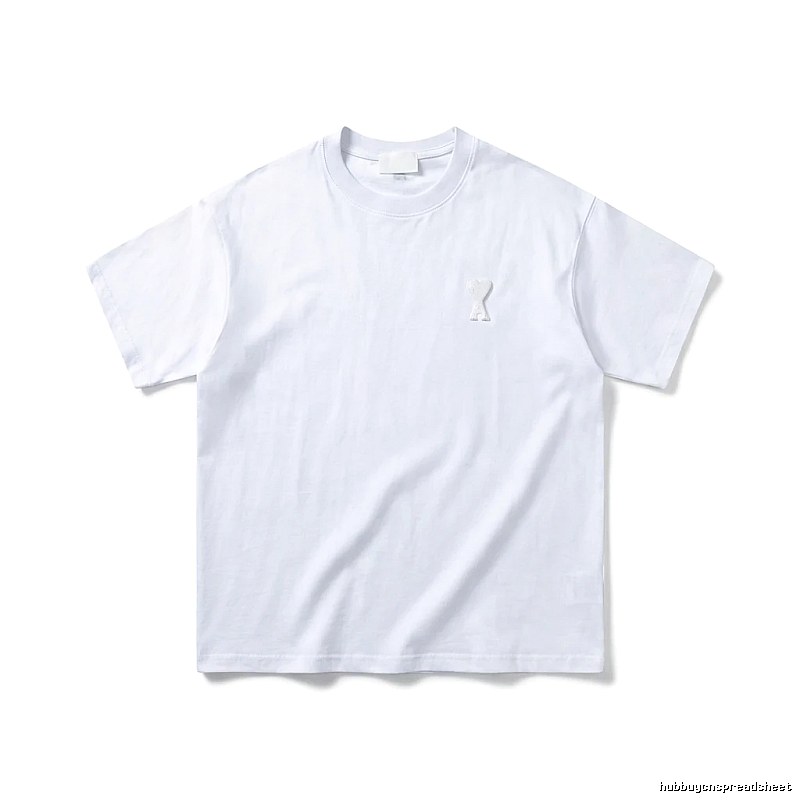 AMI Embroidered Minimalist Style White T-shirt