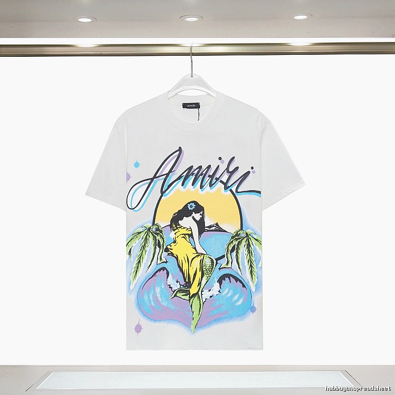Amiri Logo Detail Graphic T-shirt White Blue Amiri with Functional Detail