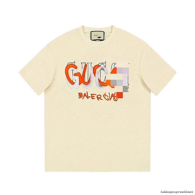 Balenciaga Co-branded Graffiti-style Beige Short-sleeve T-shirt