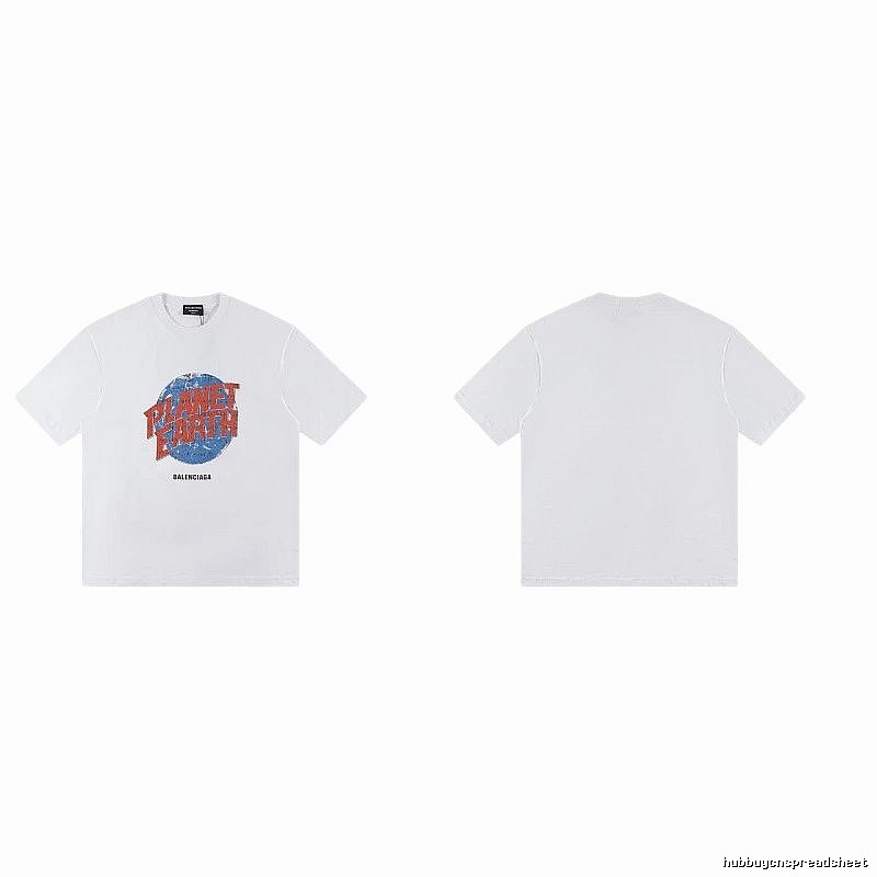 Balenciaga Distressed-style Earth Print White T-Shirt