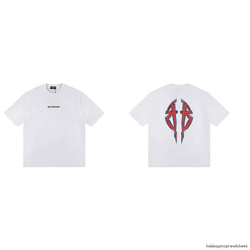 Balenciaga Double B Graffiti Street Style White T-Shirt