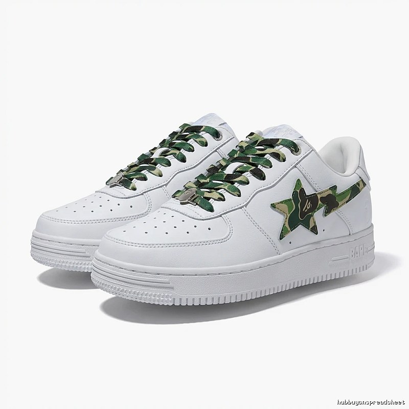 Bape camouflage-style white canvas shoes
