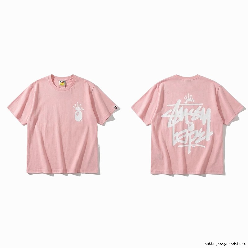 Bape Crown Trendy Pink Short Sleeve