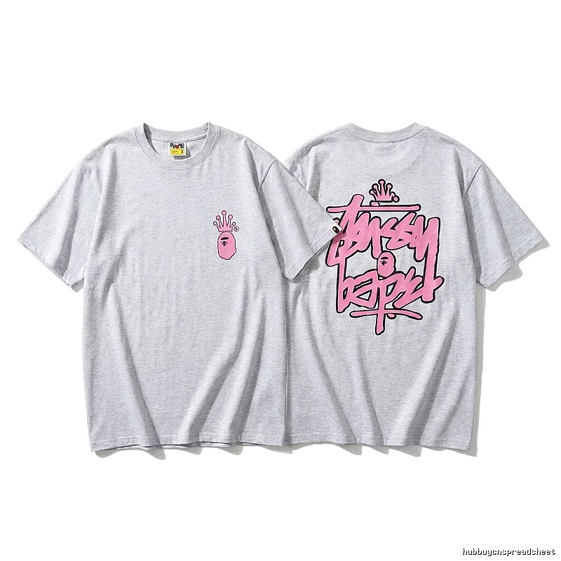 Bape pink graffiti-style short-sleeve shirt