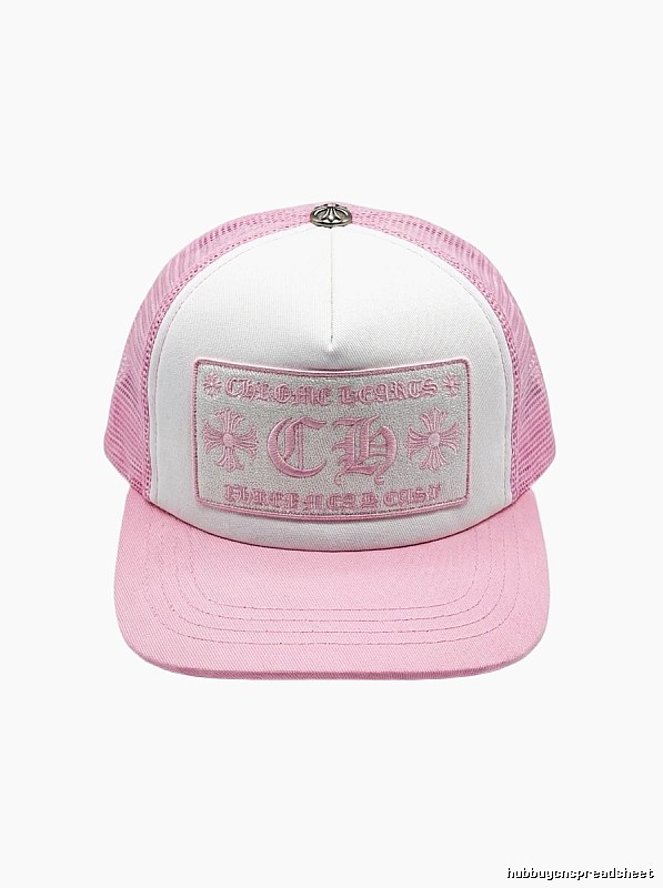 Chrome Hearts Pink and White Patchwork Trendy Hat