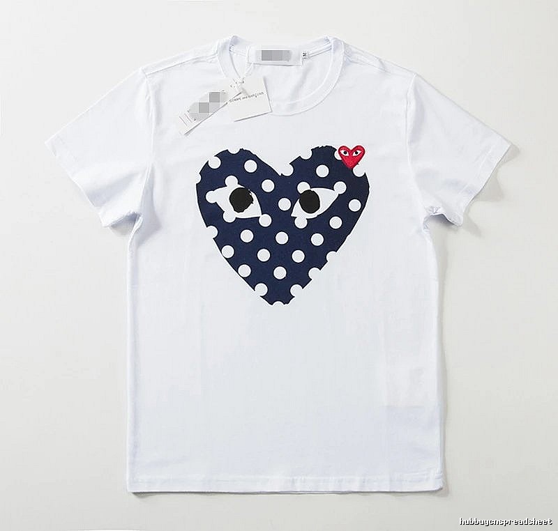 Comme des Garcons PLAY 2021-17 Blue Style 2117 Heart Logo T-Shirt Weekend Wear