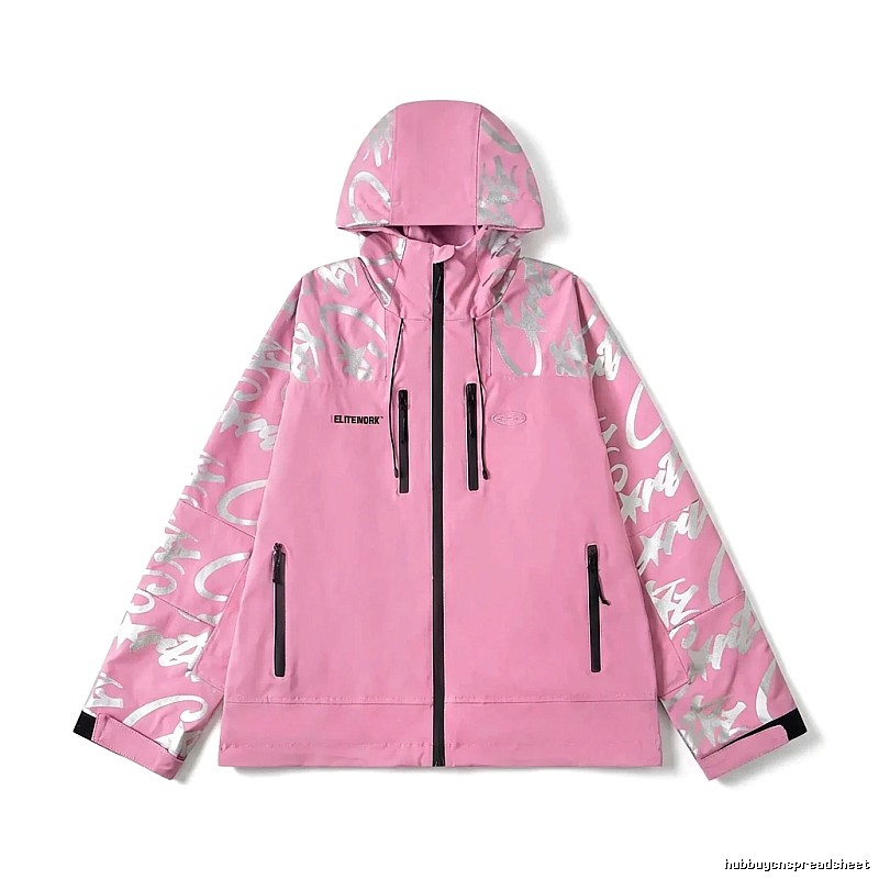 Corteiz Printed Trendy Pink Coat