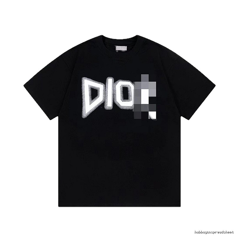 Dior Flocked Letter Street Style Black T-Shirt