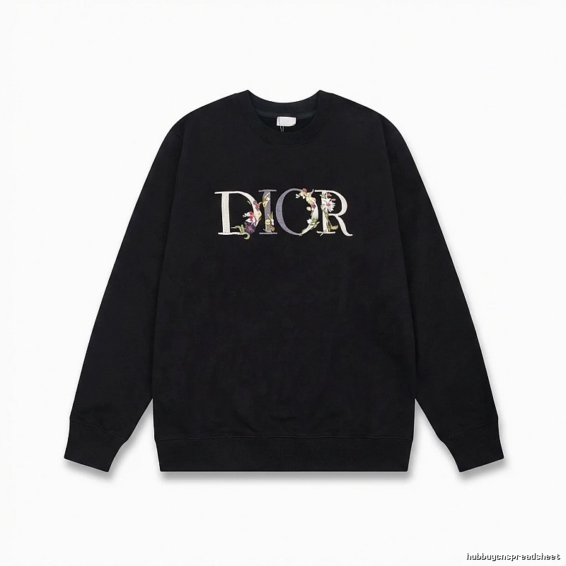 Dior Floral Alphabet Style Black Sweatshirt