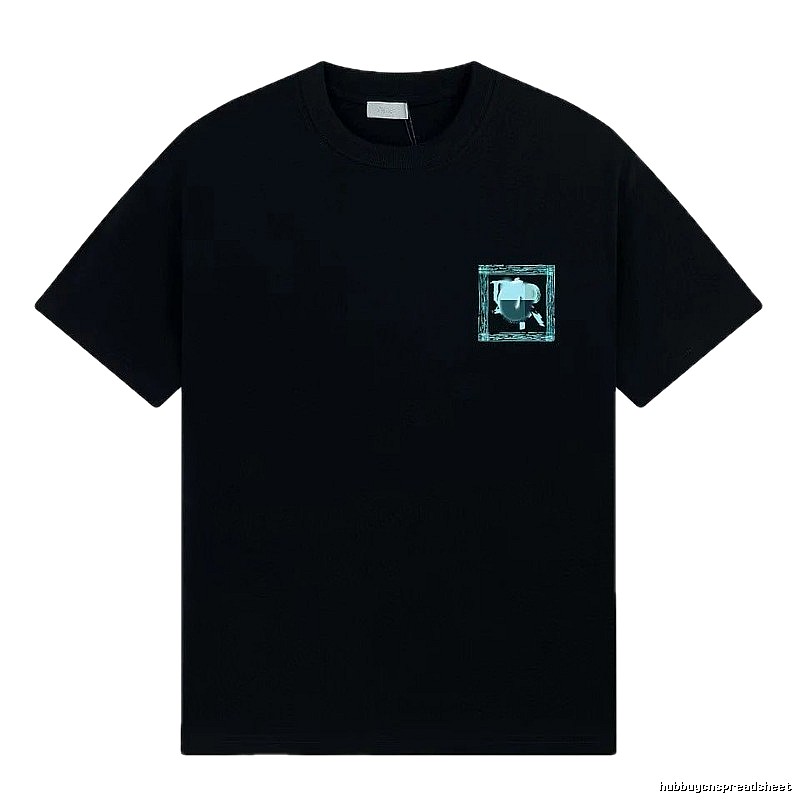 Dior Frame Print Trendy Style Black Short-sleeve T-shirt