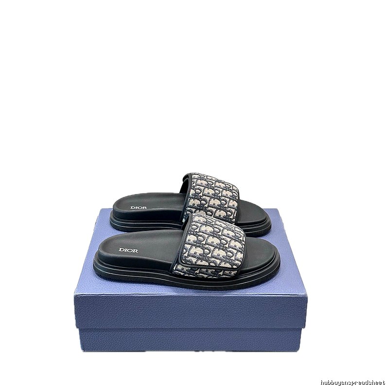 Dior Retro Monogram Black and Grey Slide Sandals