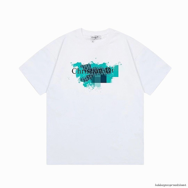 Dior Trendy Style Ink Wash Print White T-Shirt