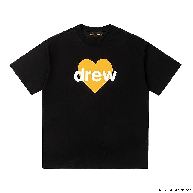 DREW Heart Print Streetwear Style Black Short Sleeve T-shirt