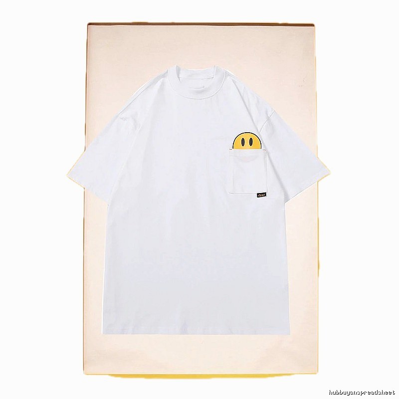 DREW Smiley Face Pocket Street Style White T-Shirt