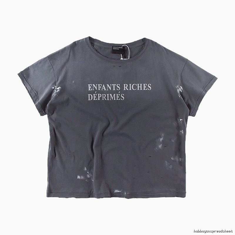 ERD Ink-splatter Distressed Vintage Style Gray Short Sleeve T-shirt