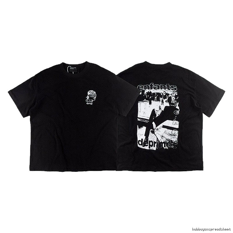ERD Portrait Print Dark Style Black Short-sleeve T-shirt