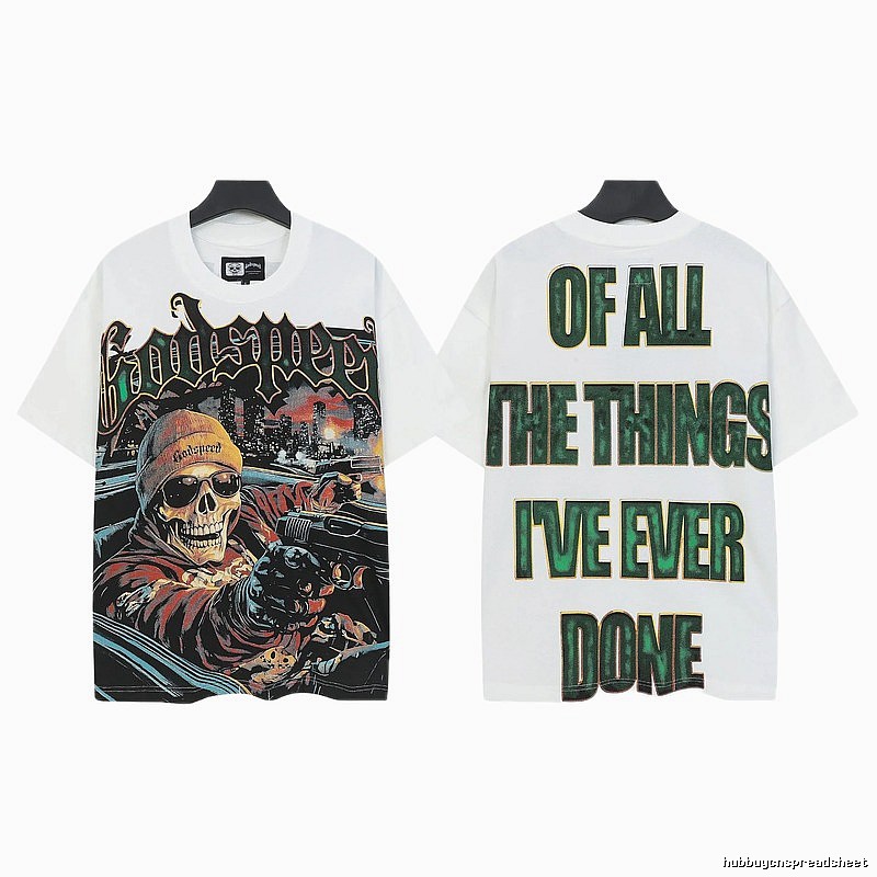 Godspeed Skull Print Street Style White T-shirt