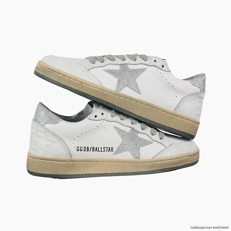 Golden Goose Ballstar Silver - White Retro Athletic Shoes