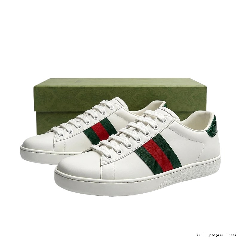 Gucci retro-style white shoes with red and green stripes