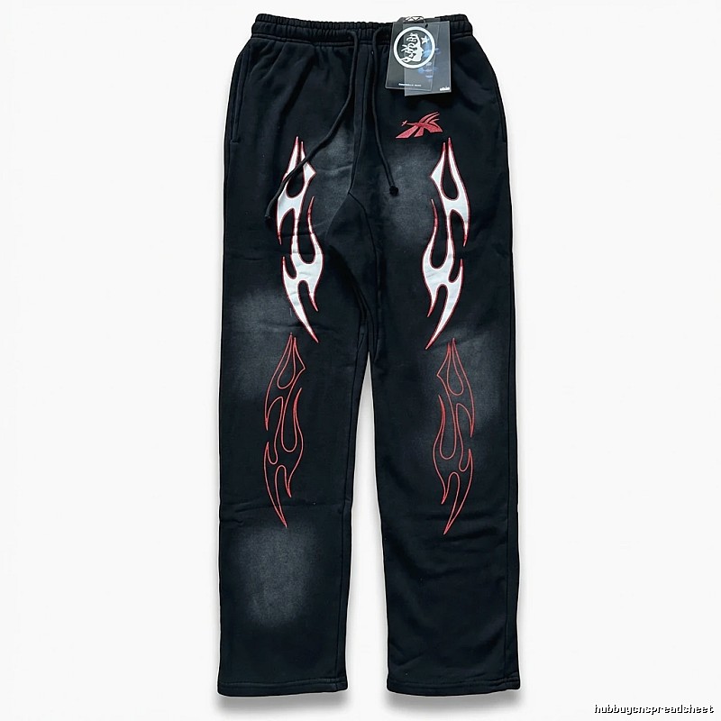 Hellstar Flame Wind Black Sweatpants