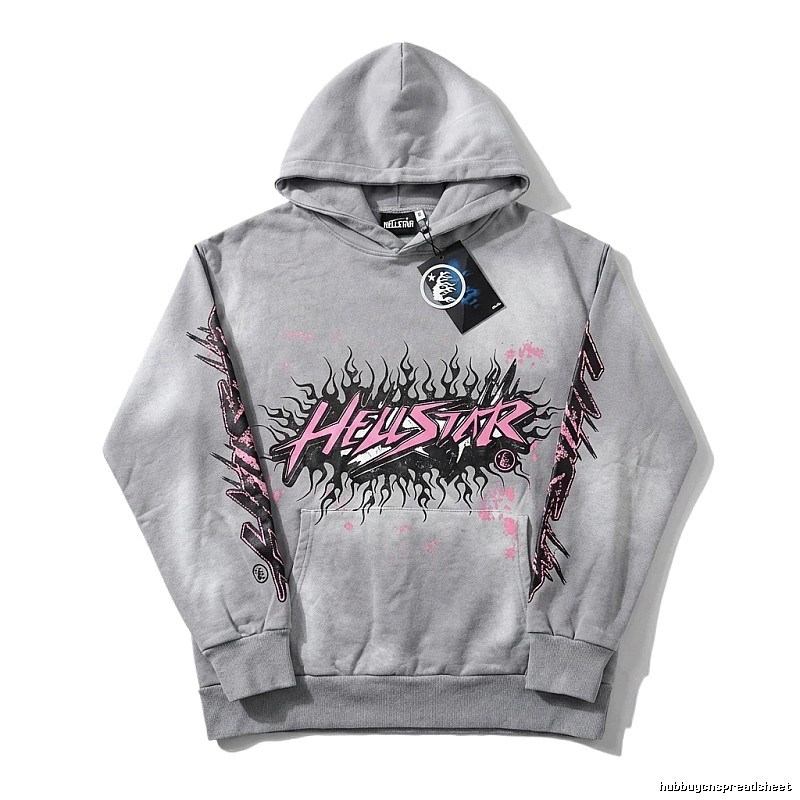 Hellstar Flame Wind Grey Hoodie