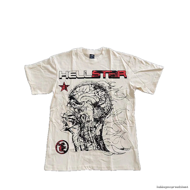Hellstar Skeleton Print Street-style Off-white T-shirt