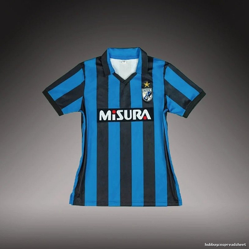 Inter Milan Casual Brehme #3 soccer jersey Blue Black Striped for Streetwear Looks