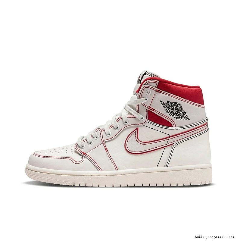 Jordan AJ1 High-Top Red and White Trendy Shoes