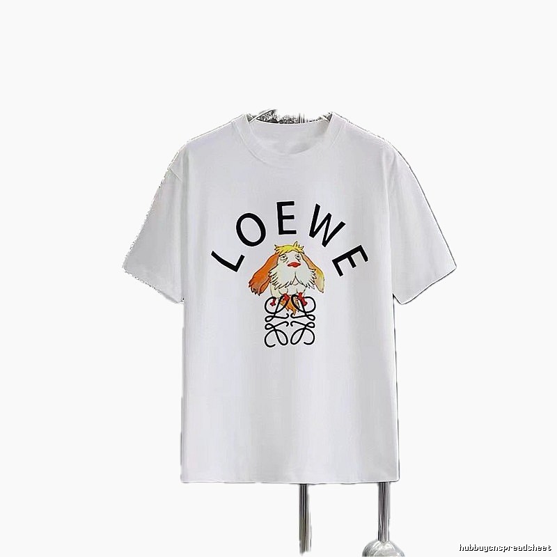 LOEWE Cartoon Print Casual Style White Short-sleeve T-shirt