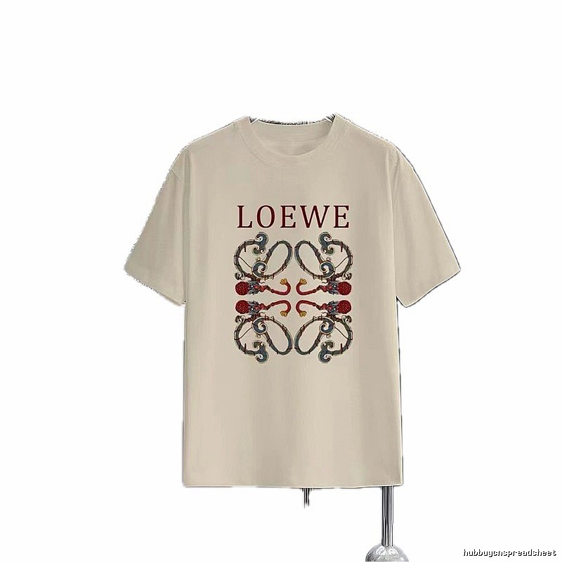 LOEWE Vintage Style Dragon Print Beige Short-sleeve T-shirt