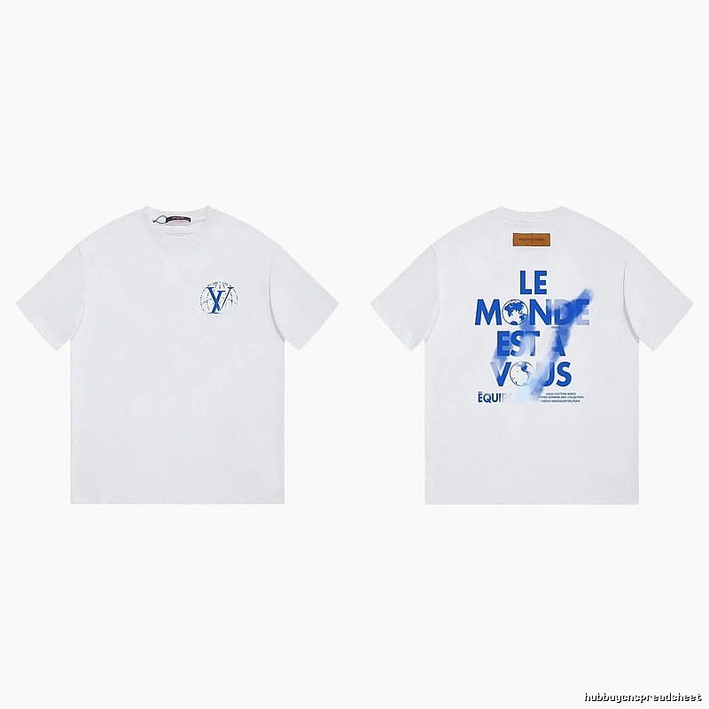 Louis Vuitton Trendy Global Print White Short-sleeve T-shirt