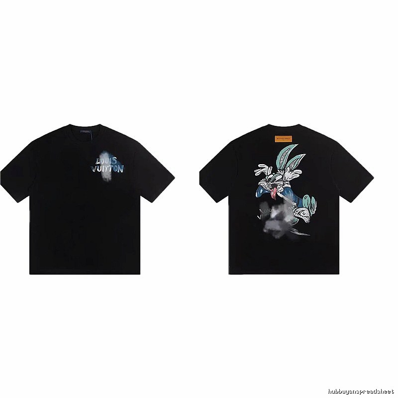 Louis Vuitton Trendy Style Cartoon Print Black T-Shirt