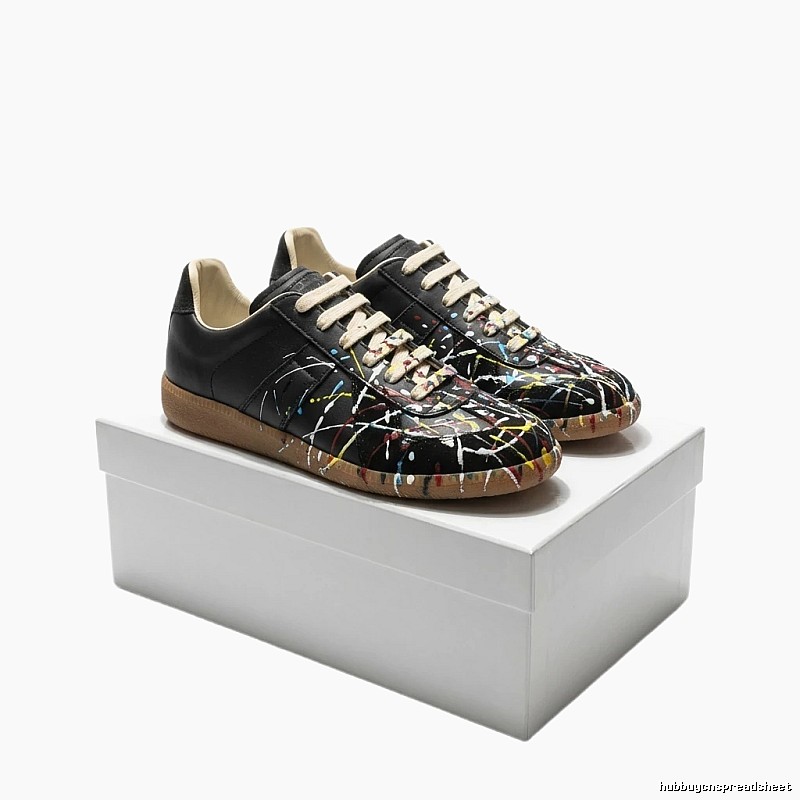 Maison Margiela ink-splashed style black shoes