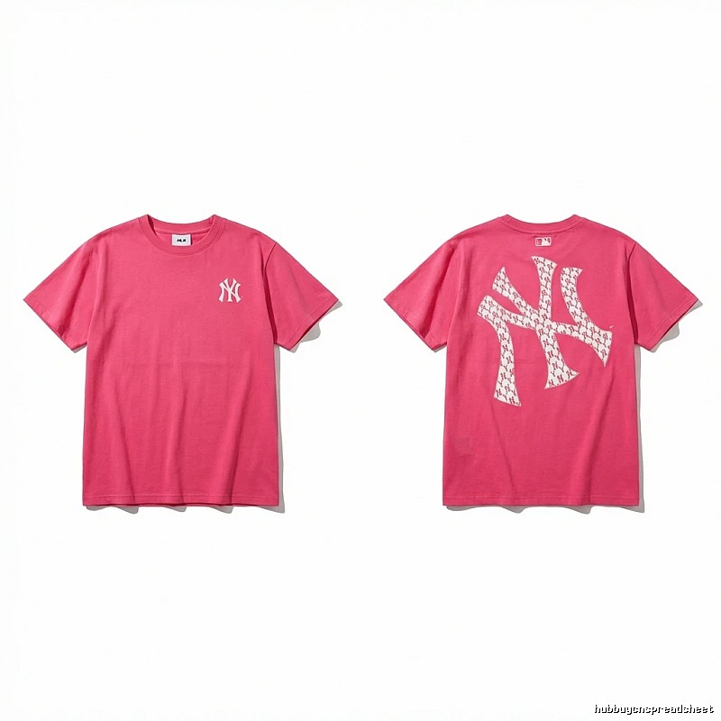 MLB Trendy Brand Print Style Rose Red T-shirt