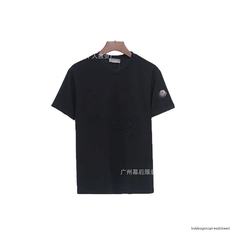 Moncler Embossed Streetwear Style Black Short-Sleeve T-Shirt