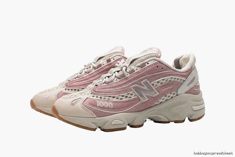 New Balance 1000 retro style pink and white shoes
