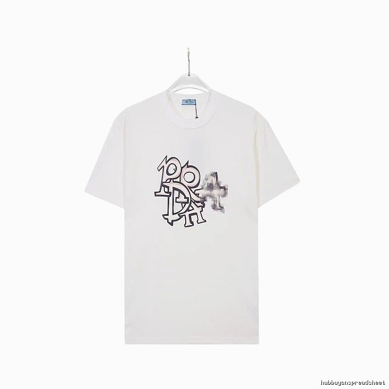 Prada Overlapping Print Street Style White Short Sleeve T-Shirt