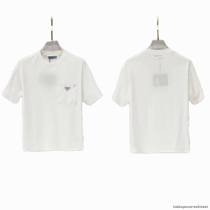 Prada Triangle Logo Minimalist Style White Short-sleeve T-shirt