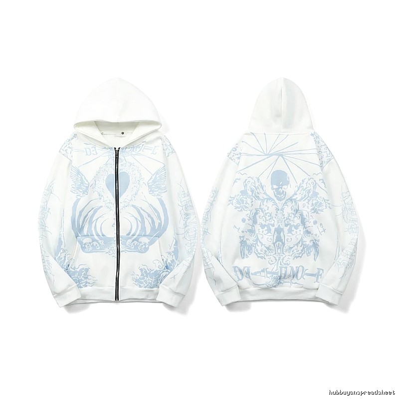 Revenge Skull Print White Hoodie