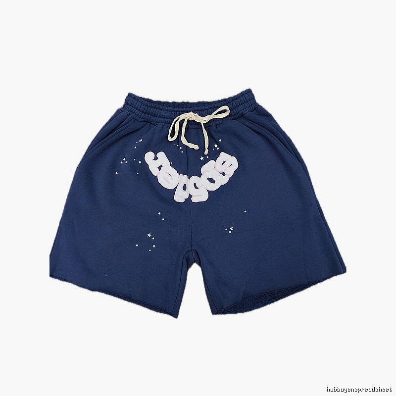 Sp5der Star Print Street Style Navy Blue Shorts
