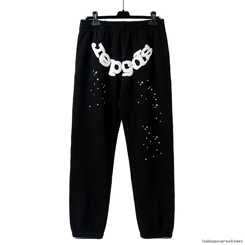 Sp5der Star Print Trendy and Cool Black Pants