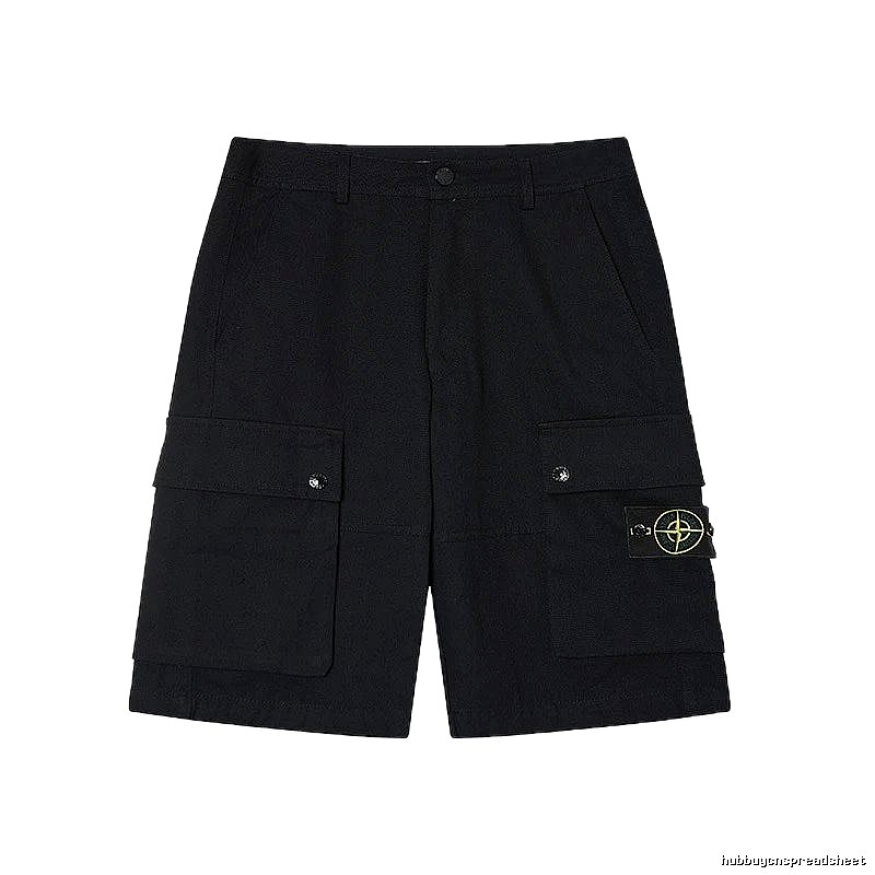 Stone Island Classic Compass Workwear Style Black Shorts