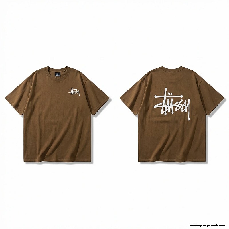Stussy basic simple style coffee-colored T-shirt