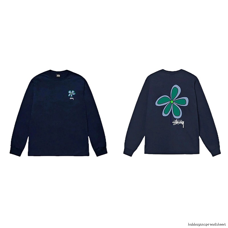 Stussy Floral Series Casual Style Navy Long-Sleeve