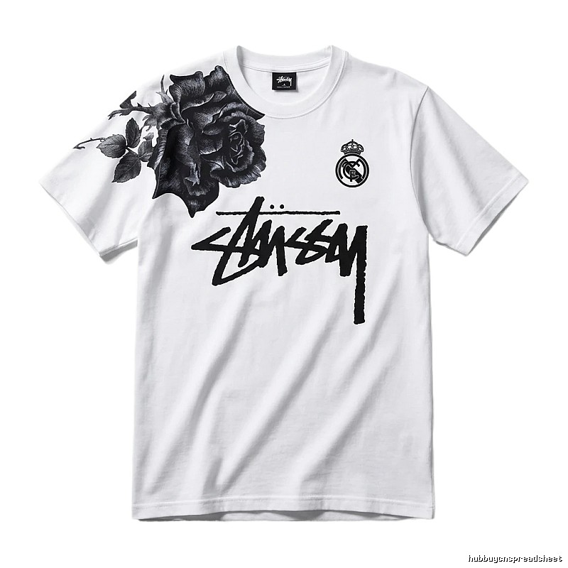 Stussy White T-shirt with Rose Print
