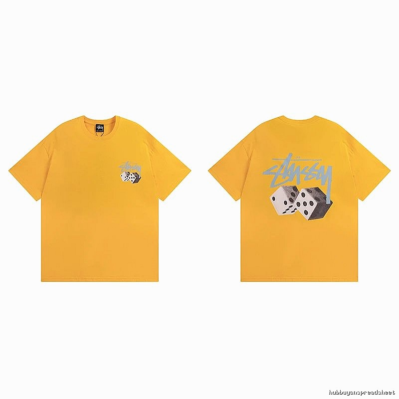 Stussy Yellow Spider Graphic T-Shirt Summer Styling Logo