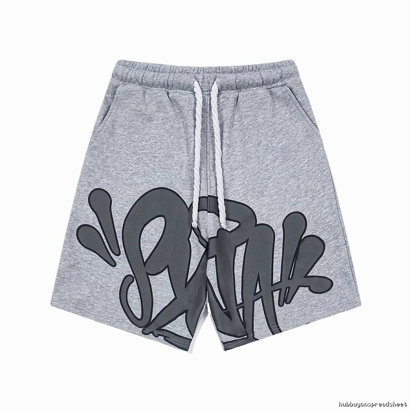 SynaWorld graffiti-style gray shorts