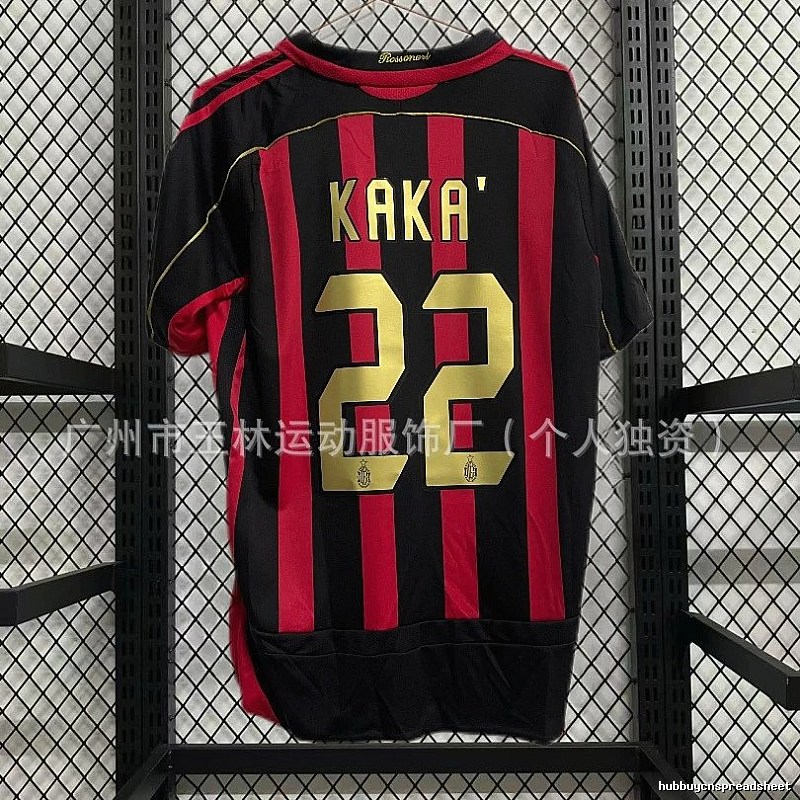 AC Milan Classic Kaka #22 soccer jersey Black Red Striped for Daily Styling